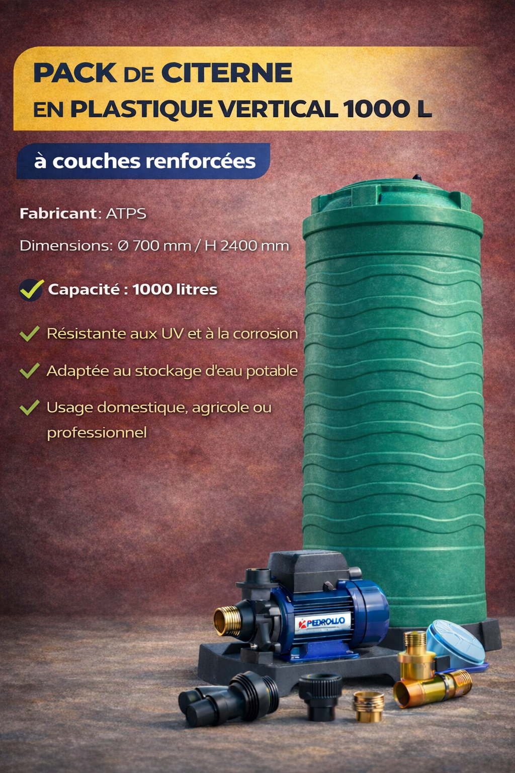 pack13 Pack de Citerne en plastique Verticale 1000 L à couches renforcées – Image 1
