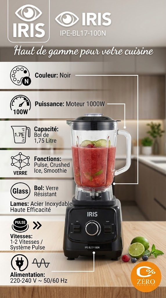 4 Blender IRIS 1,75L 1000W – Image 1