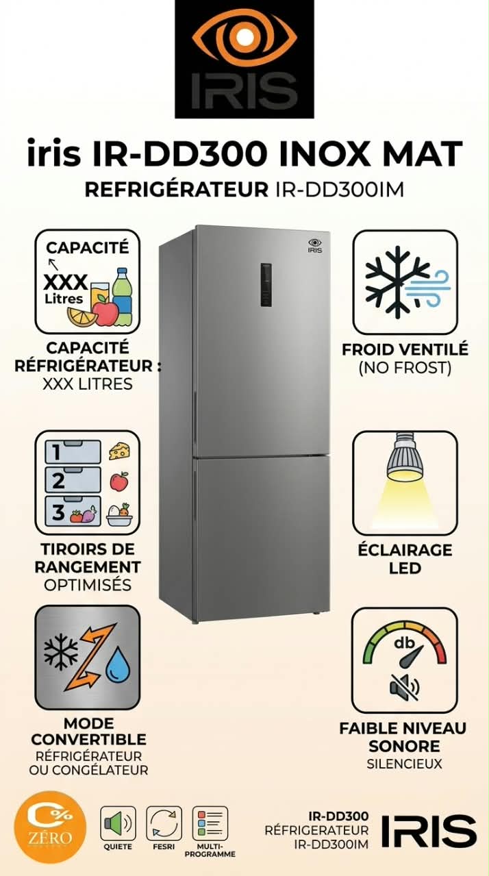 refreg2 Réfrigérateur Double Porte – Inox Mat – Image 1
