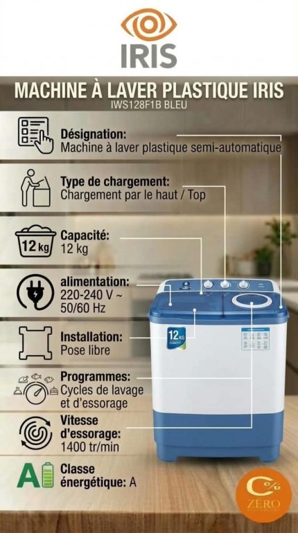 Machine à Laver IRIS Plastique 12 kg