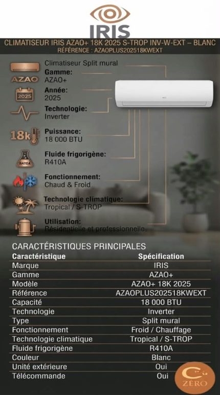 CLIMATISEUR IRIS AZAO+ 18K 2025 S-TROP