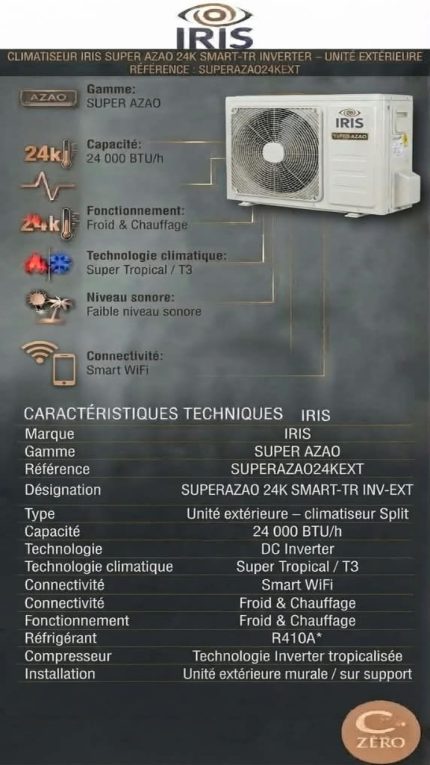 CLIMATISEUR IRIS SUPER AZAO 24K SMART-TR INVERTER – UNITÉ EXTÉRIEURE
