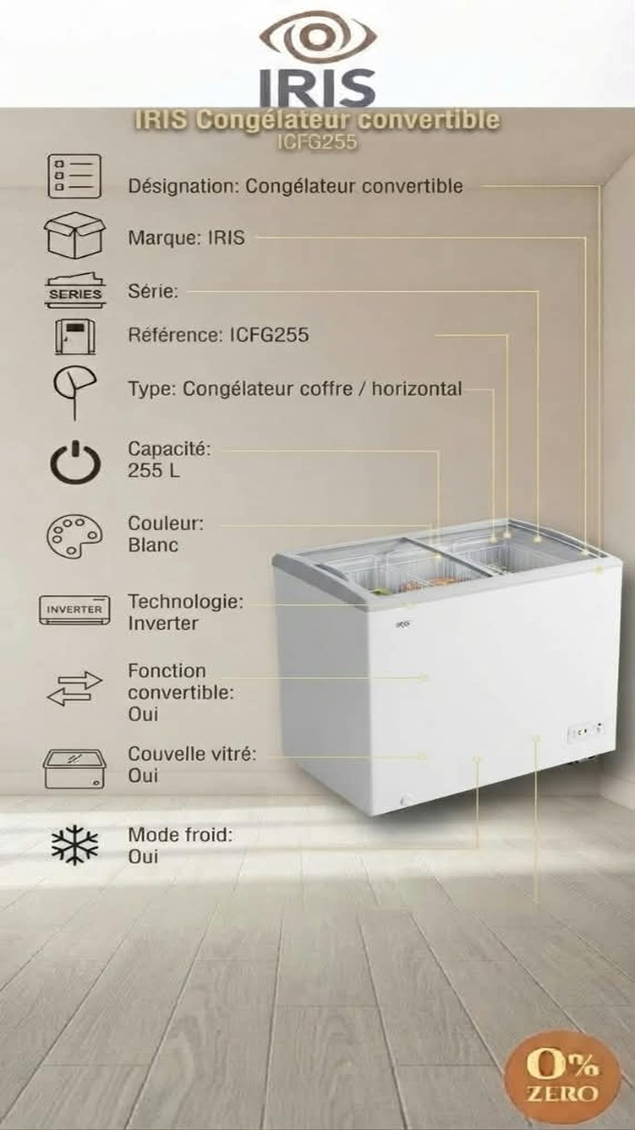 P85_same_size Congélateur Convertible IRIS 255 L – Inverter – Blanc – Image 1