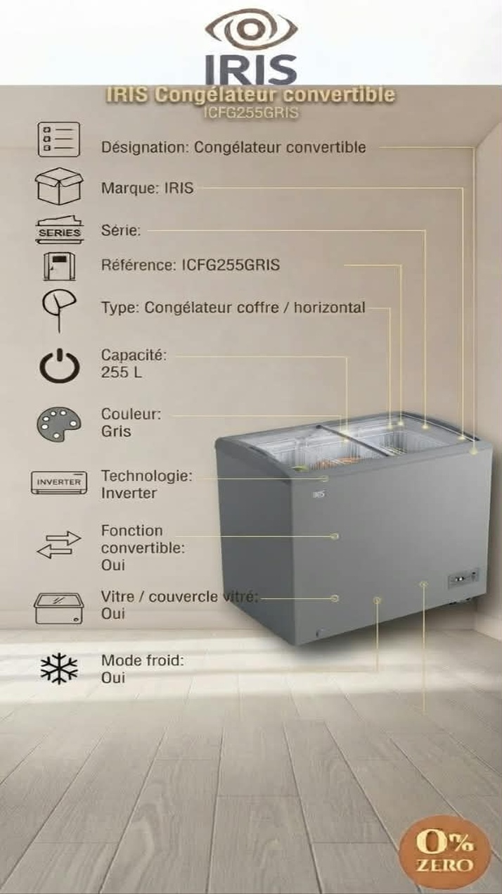 P86_same_size Congélateur Convertible IRIS 255 L – Inverter – Gris – Image 1