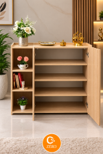 Meuble à Chaussures avec Niches Latérales – Bois Naturel – Image 2